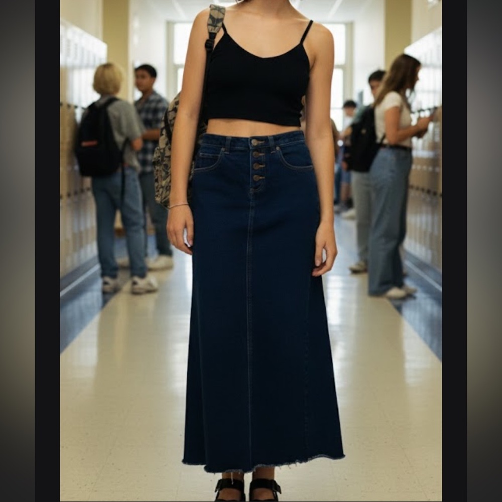 Limited Too Y2K Classic Maxi Blue Denim Skirt size Vintage 14